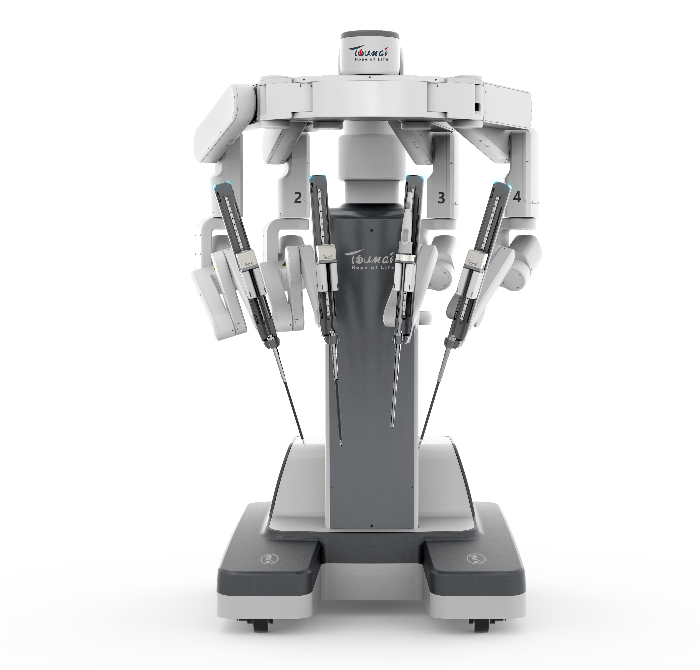 Figure 11.1: Official product portrait of the Toumai endoscopic surgical robot with four instrument arms. It shows the physical patient-side robot but not the surgeon console, image cart, authorized accessories, or clinical outcomes. Source: MicroPort MedBot official product page, https://www.medbotsurgical.com/en/solution?formhash=d15ceca5&searKey=2022, fair use for academic review